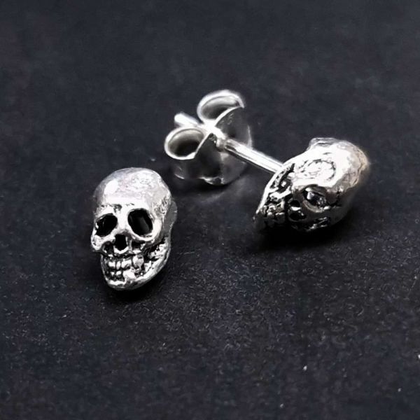 Totenkopf Ohrstecker 925 Silber Skull Ohrring Punk Gothic Stil