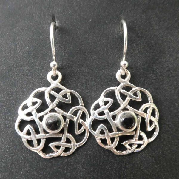 keltisch Onyx Ohrhänger lange Ohrringe 925 Sterling Silber Neu Celtic Earrings