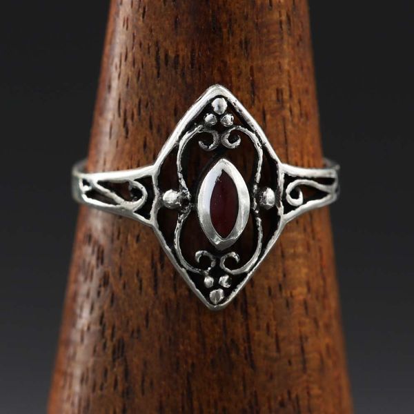 Karneol Ring 925 mit Ornamenten Silber Damen Mädchen Ring