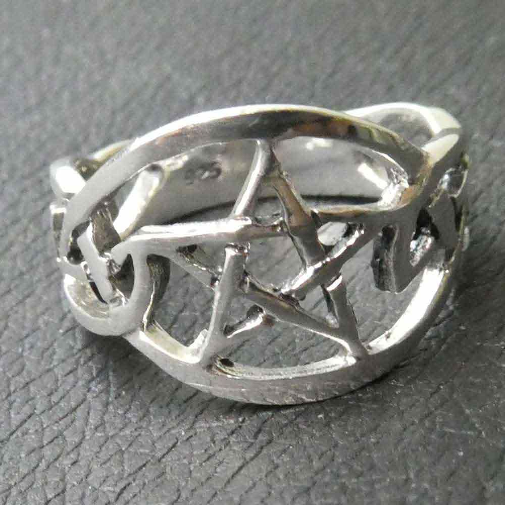 Keltischer Ring Pentagramm Silber