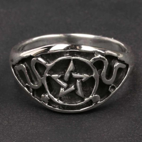 Pentagramm 925er Silber Ring Frauen Männer Hexenstern