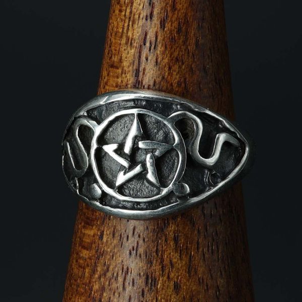 Pentagramm Ring 925 Silberschmuck Gothic Damen Herren Silberring